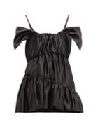 Matchesfashion.com Simone Rocha - Tiered Off The Shoulder Cap Sleeve Satin Top - Womens - Black