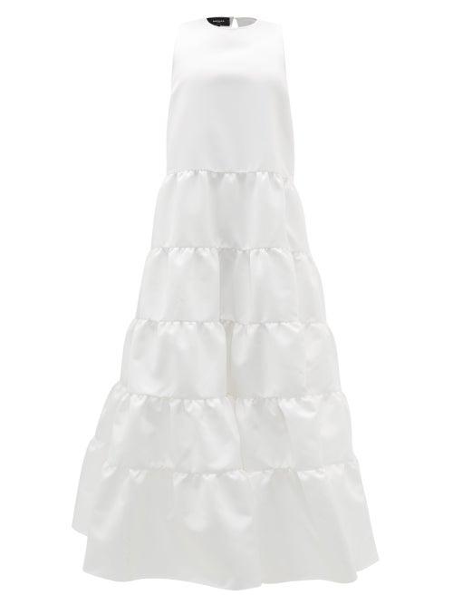 Matchesfashion.com Rochas - Duchess-satin Tiered Gown - Womens - Ivory