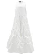 Matchesfashion.com Rochas - Duchess-satin Tiered Gown - Womens - Ivory