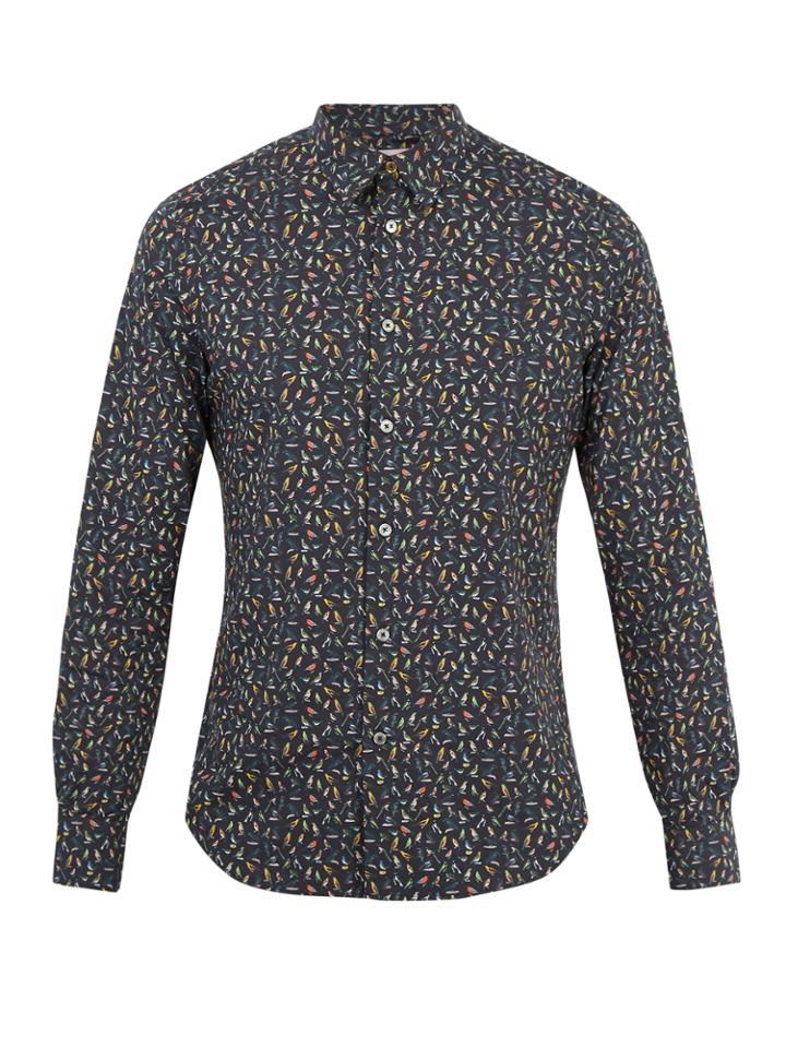 Paul Smith Bird-print Single-cuff Cotton Shirt