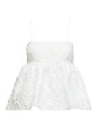 Matchesfashion.com Cecilie Bahnsen - Selena Tie Back Floral Jacquard Top - Womens - White