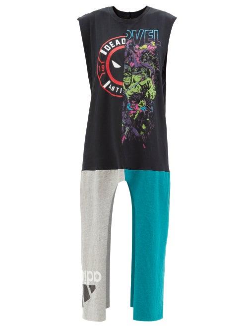 Conner Ives - Logo-print Upcycled Cotton-jersey T-shirt Dress - Womens - Black Multi