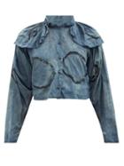 Matchesfashion.com Mimi Prober - Chauncy Pleated-collar Organic-cotton Blouse - Womens - Indigo