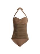 Matchesfashion.com Heidi Klein - Body Ruched Bandeau Swimsuit - Womens - Khaki
