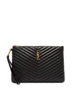 Matchesfashion.com Saint Laurent - New Jolie Logo Quilted Leather Pouch - Womens - Black