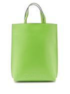 Ganni - Logo-embossed Recycled-leather Tote Bag - Womens - Green