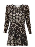 Matchesfashion.com Loveshackfancy - Caden Metallic-star Silk-blend Crepe Mini Dress - Womens - Black Print