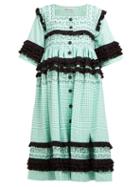 Matchesfashion.com Molly Goddard - Macy Ruffled Gingham Cotton Midi Dress - Womens - Green