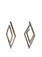 Matchesfashion.com Lynn Ban - Ombr Diamond & Rhodium Geometric Earrings - Womens - Green