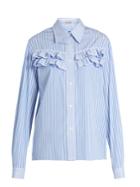 Miu Miu Striped Ruffle-trimmed Cotton-poplin Shirt