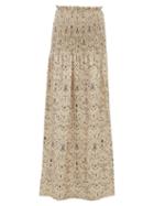 Matchesfashion.com Sir - Sachi Floral Print Smocked Linen Canvas Maxi Skirt - Womens - Cream Multi