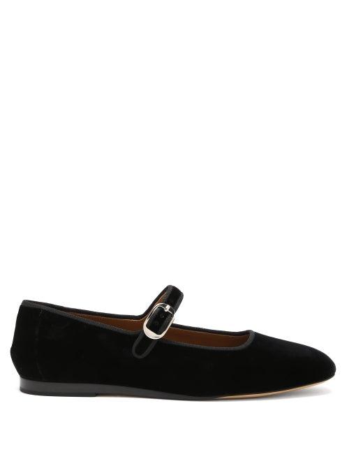 Matchesfashion.com Le Monde Beryl - Velvet Mary Jane Flats - Womens - Black