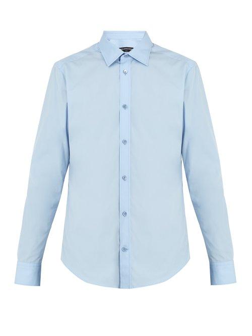 Matchesfashion.com Balenciaga - Point Collar Single Cuff Cotton Shirt - Mens - Blue
