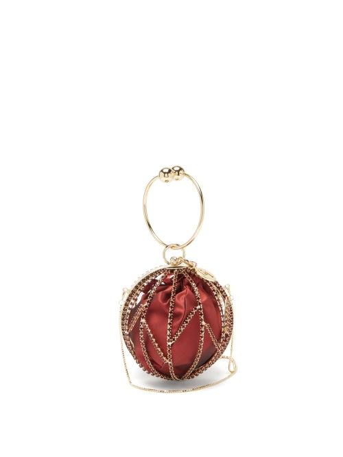 Matchesfashion.com Rosantica - Alice Mini Crystal And Satin Clutch Bag - Womens - Red Multi