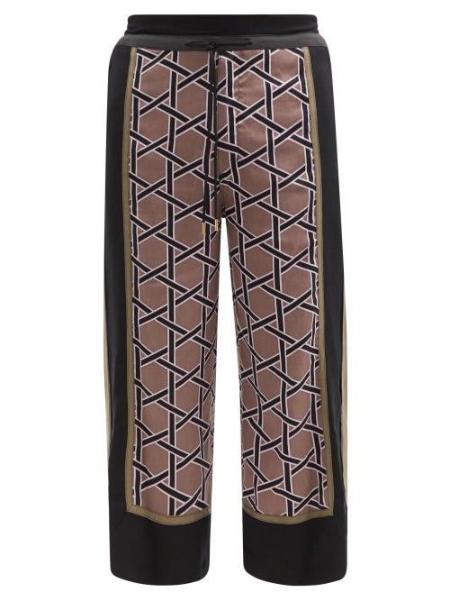 Matchesfashion.com Sasquatchfabrix - Kagome Graphic-print Lyocell Cropped Trousers - Mens - Black Multi