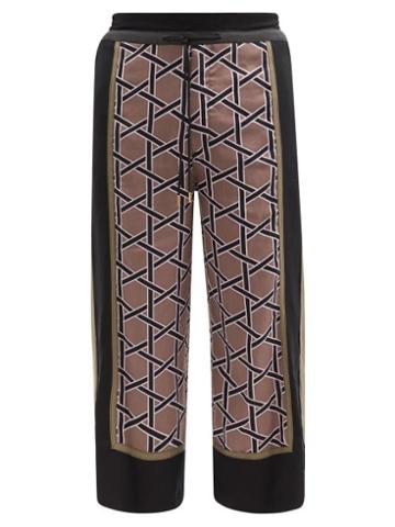 Matchesfashion.com Sasquatchfabrix - Kagome Graphic-print Lyocell Cropped Trousers - Mens - Black Multi