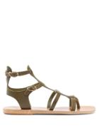 Matchesfashion.com Ancient Greek Sandals - Stephanie Leather Gladiator Sandals - Womens - Dark Green