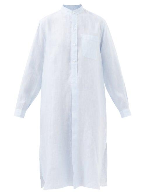 Charvet - Stand-collar Cotton-poplin Shirt Dress - Womens - Light Blue
