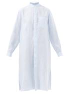 Charvet - Stand-collar Cotton-poplin Shirt Dress - Womens - Light Blue