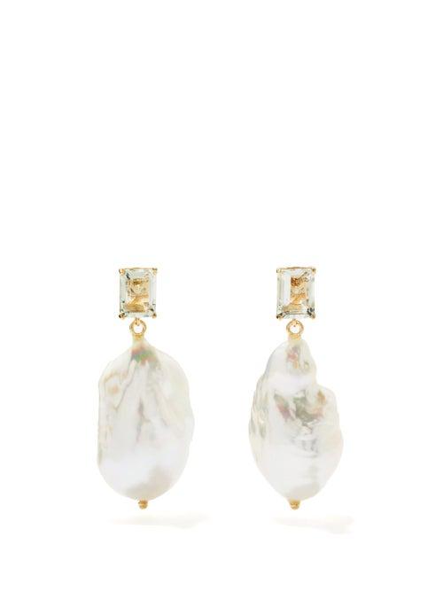 Mateo - Amethyst, Baroque Pearl & 14kt Gold Earrings - Womens - Pearl