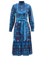 Borgo De Nor - Rickie Floral-print Cotton Dress - Womens - Navy