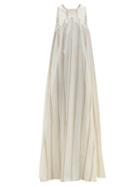 Matchesfashion.com Ssone - Puglia Tie-back Striped Cotton-blend Maxi Dress - Womens - Ivory Multi