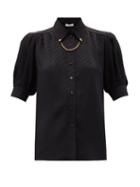 Matchesfashion.com Givenchy - Logo-jacquard Silk Blouse - Womens - Black