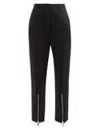 Alexander Mcqueen - Cropped Zip-cuff Crepe Trousers - Womens - Black