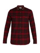 Matchesfashion.com Valentino - Rockstud Collar Plaid Shirt - Mens - Red Multi