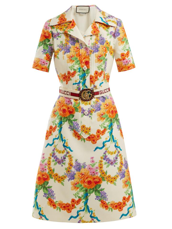 Gucci Floral-print Wool-blend Dress