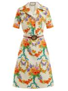 Gucci Floral-print Wool-blend Dress