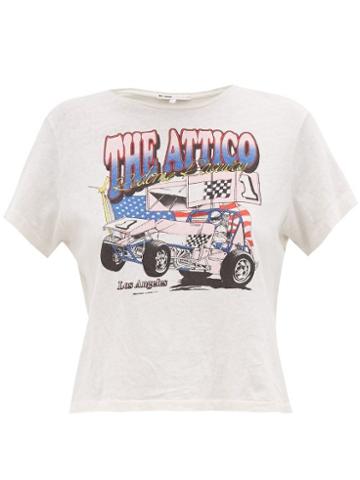 Matchesfashion.com Re/done Originals - X The Attico Logo Print Cotton T Shirt - Womens - White Multi