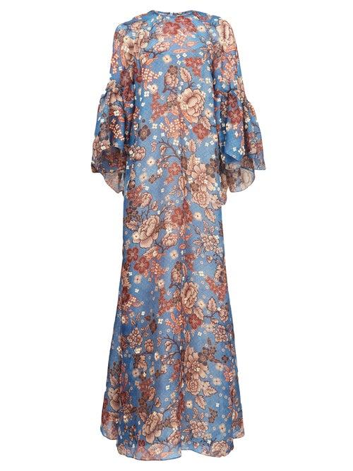 Matchesfashion.com Biyan - Gallie Floral-print Silk Maxi Dress - Womens - Blue Multi