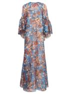 Matchesfashion.com Biyan - Gallie Floral-print Silk Maxi Dress - Womens - Blue Multi