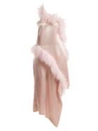 Marques'almeida Asymmetric Feather-embellished Satin Dress