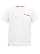 Matchesfashion.com Thom Browne - Tricolour-stripe Patch-pocket Cotton T-shirt - Mens - White