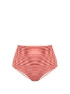 Matchesfashion.com Mara Hoffman - Lydia Striped High Rise Bikini Briefs - Womens - White