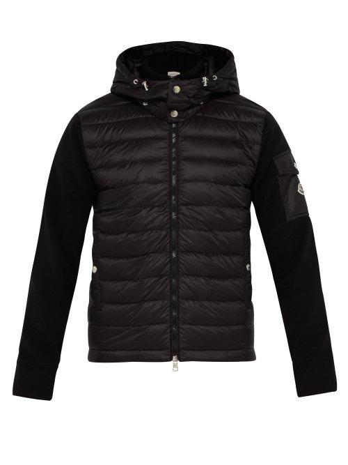 Matchesfashion.com Moncler - Quilted Panelled Wool Hooded Jacket - Mens - Black