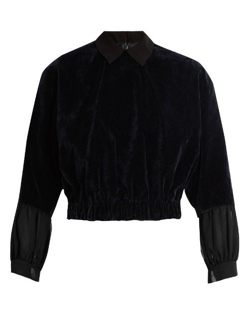 Kolor Elasticated-hem Velvet Blouse