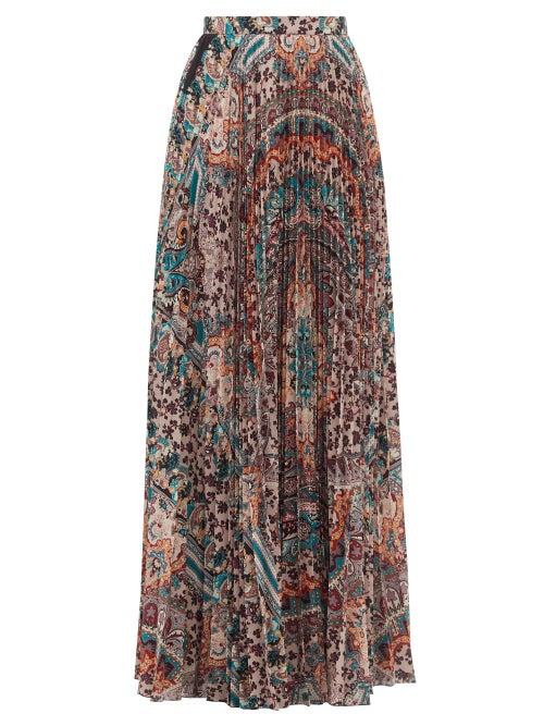 Etro - Oakland Paisley-print Pleated Maxi Skirt - Womens - Ivory Multi