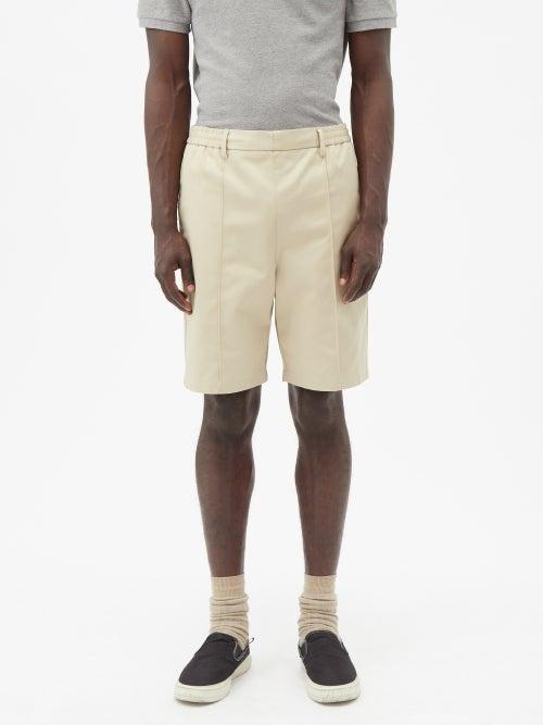 Ami - Pintucked Cotton-gabardine Shorts - Mens - Beige
