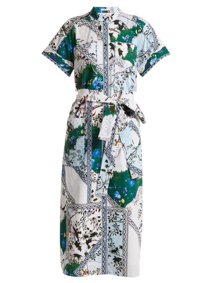 Erdem Carlita Forest-print Cotton Shirtdress