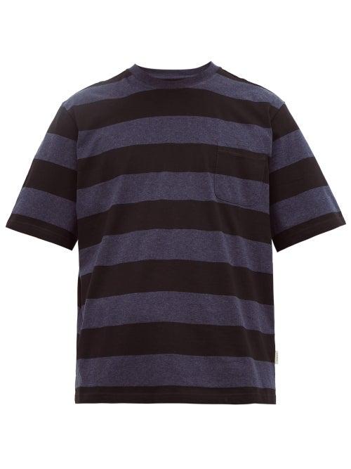 Matchesfashion.com Oliver Spencer - Striped Cotton T Shirt - Mens - Black