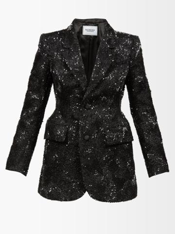 Balenciaga - Hourglass Sequinned Tailored Jacket - Womens - Black
