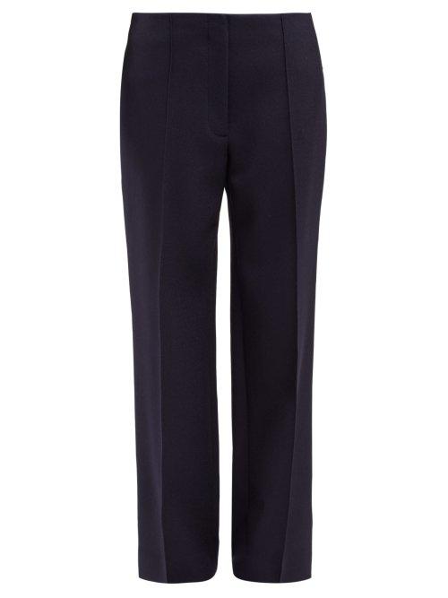 Matchesfashion.com The Row - Max Straight Leg Wool Twill Trousers - Womens - Navy