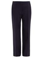 Matchesfashion.com The Row - Max Straight Leg Wool Twill Trousers - Womens - Navy