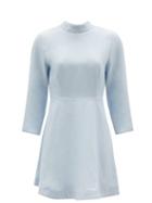 Matchesfashion.com Casa Raki - Marcela High-neck Organic-linen Mini Dress - Womens - Light Blue