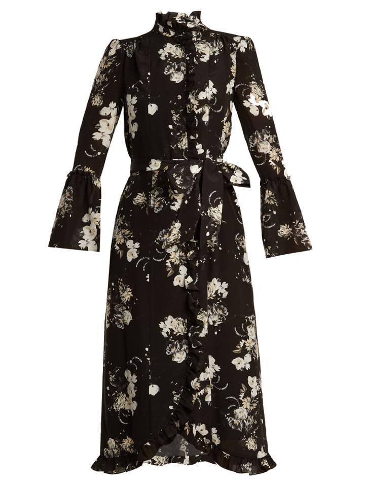 Erdem Siren Floral-print Silk Crepe De Chine Dress