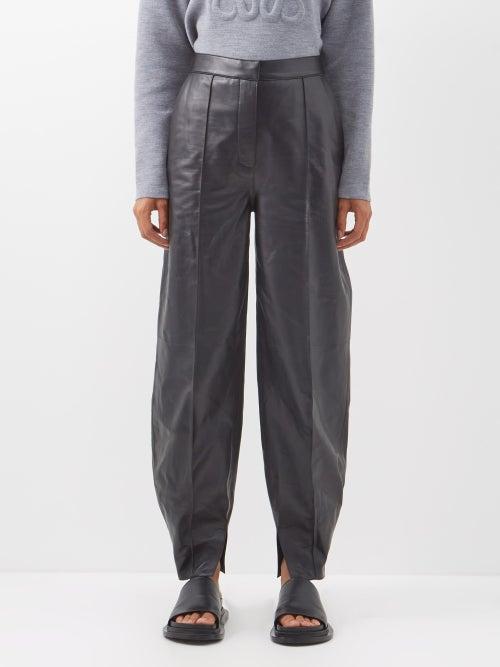 Loewe - High-rise Pegged-leather Trousers - Womens - Black