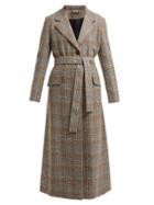 Matchesfashion.com Miu Miu - Prince Of Wales Check Crystal Appliqu Wool Coat - Womens - Brown Multi
